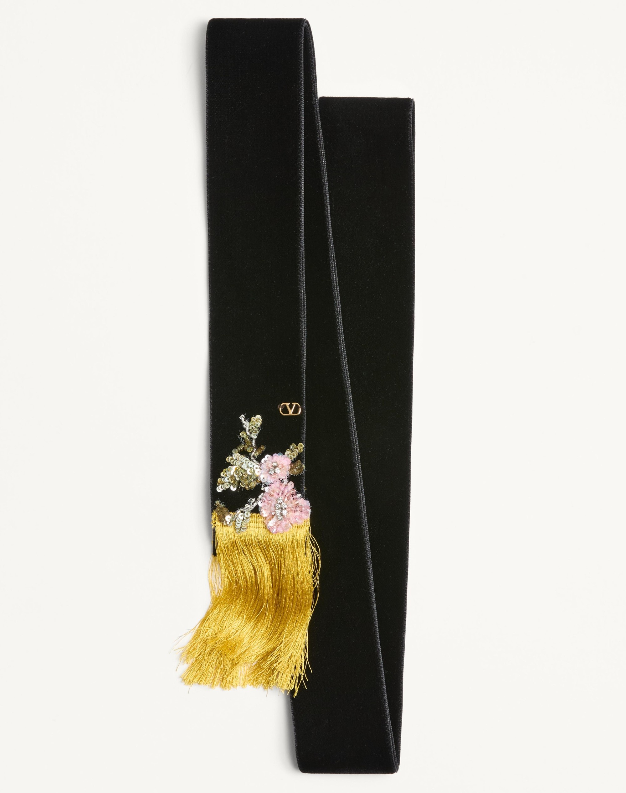 VALENTINO VELVET SCARF WITH EMBROIDERY - 1