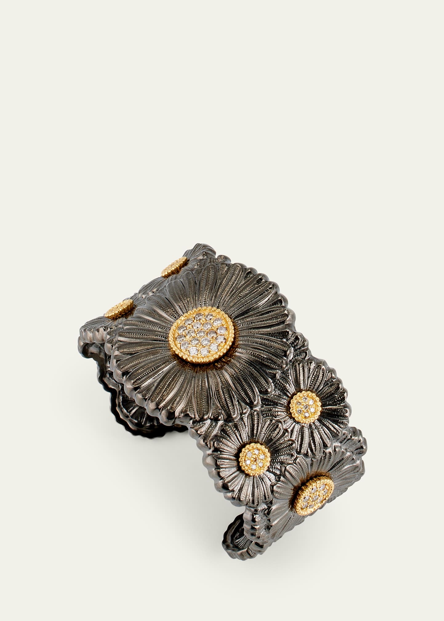 Silver and 18K Gold Daisy Blossoms Bracelet with Diamonds - 3