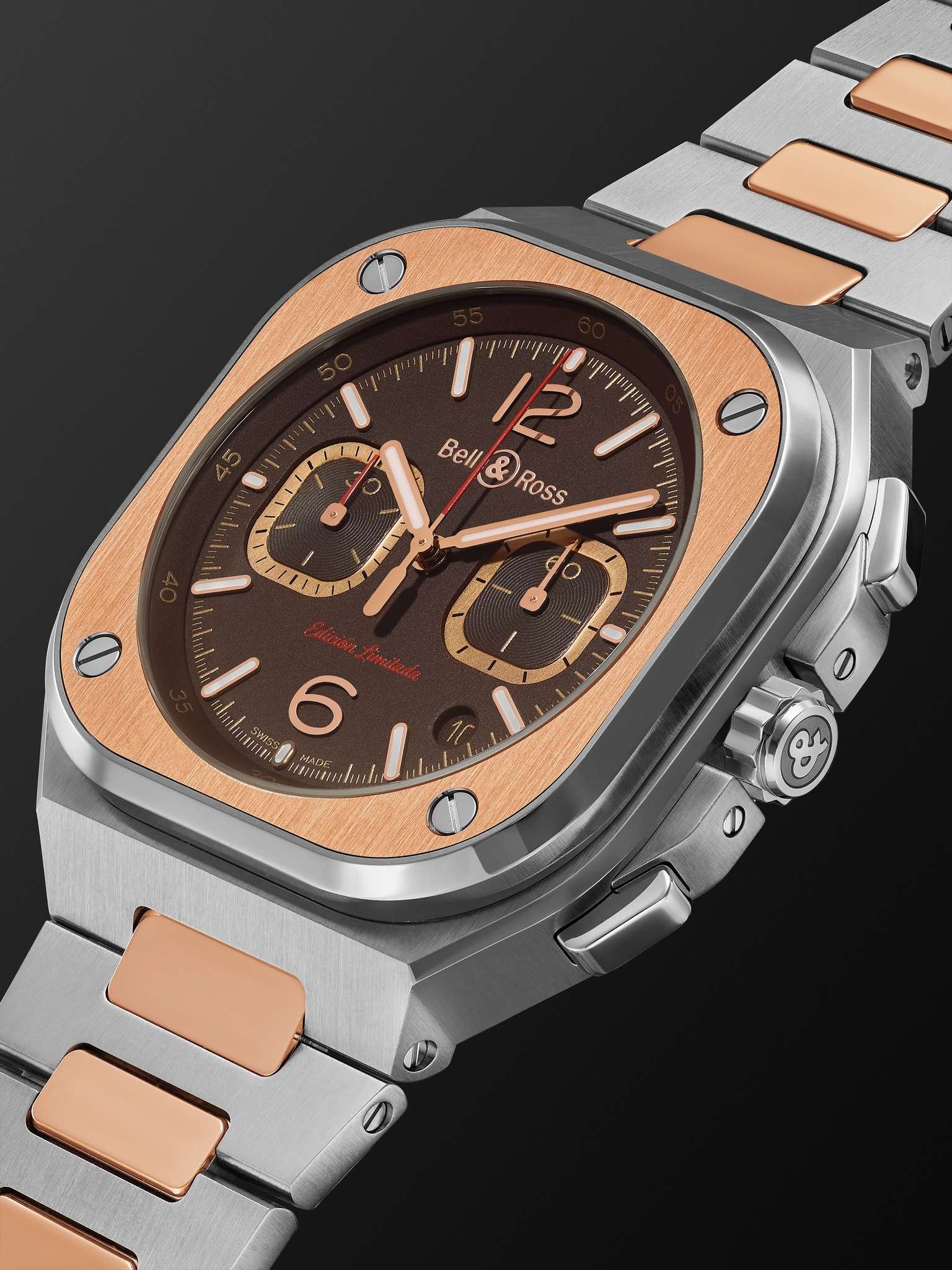BR 05 Limited Edition Automatic Chronograph 42mm Stainless Steel and Rose Gold Watch, Ref. No. BR05C - 6