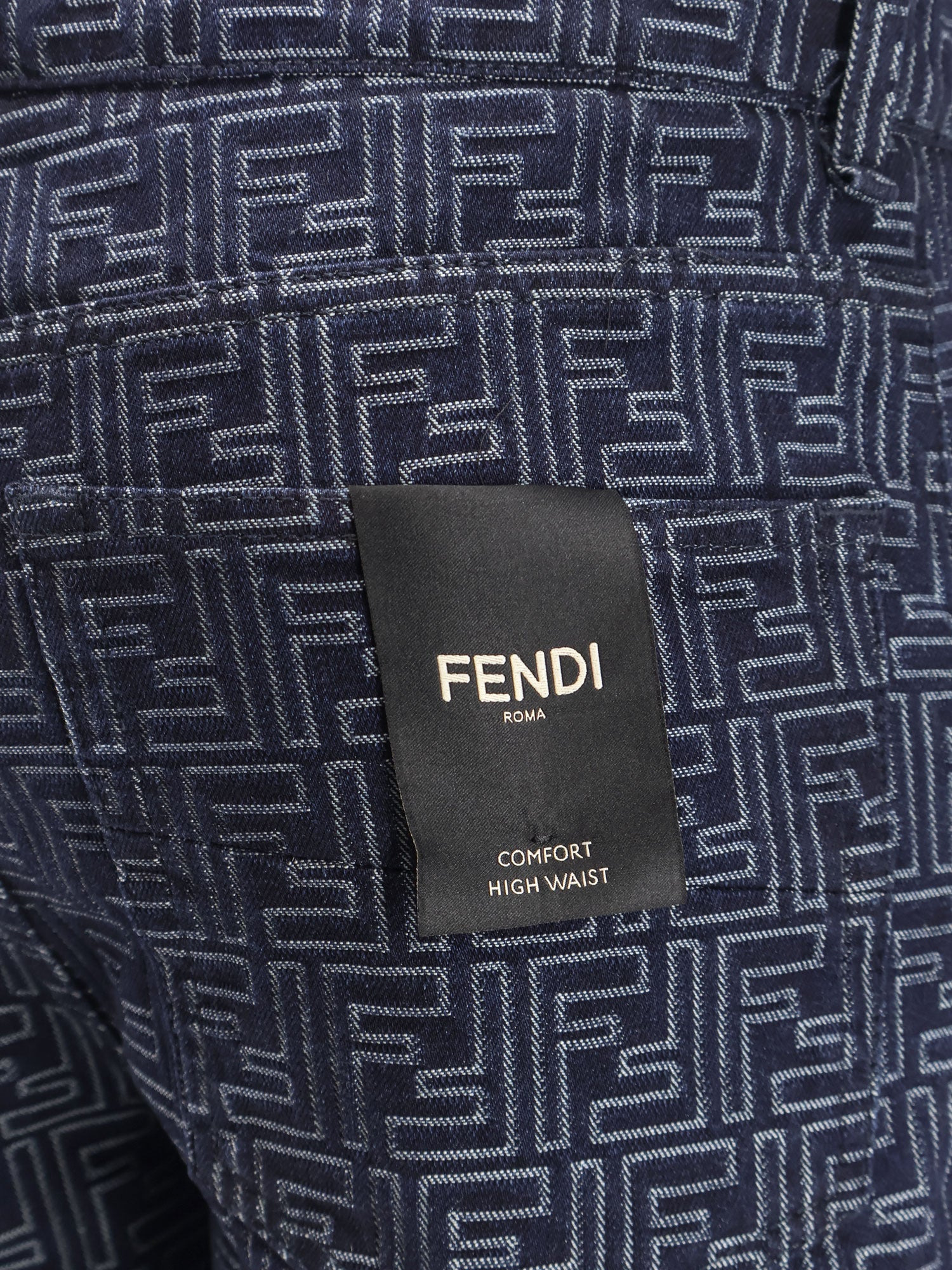 DENIM BERMUDA SHORTS WITH ALL-OVER FF LOGO - 5