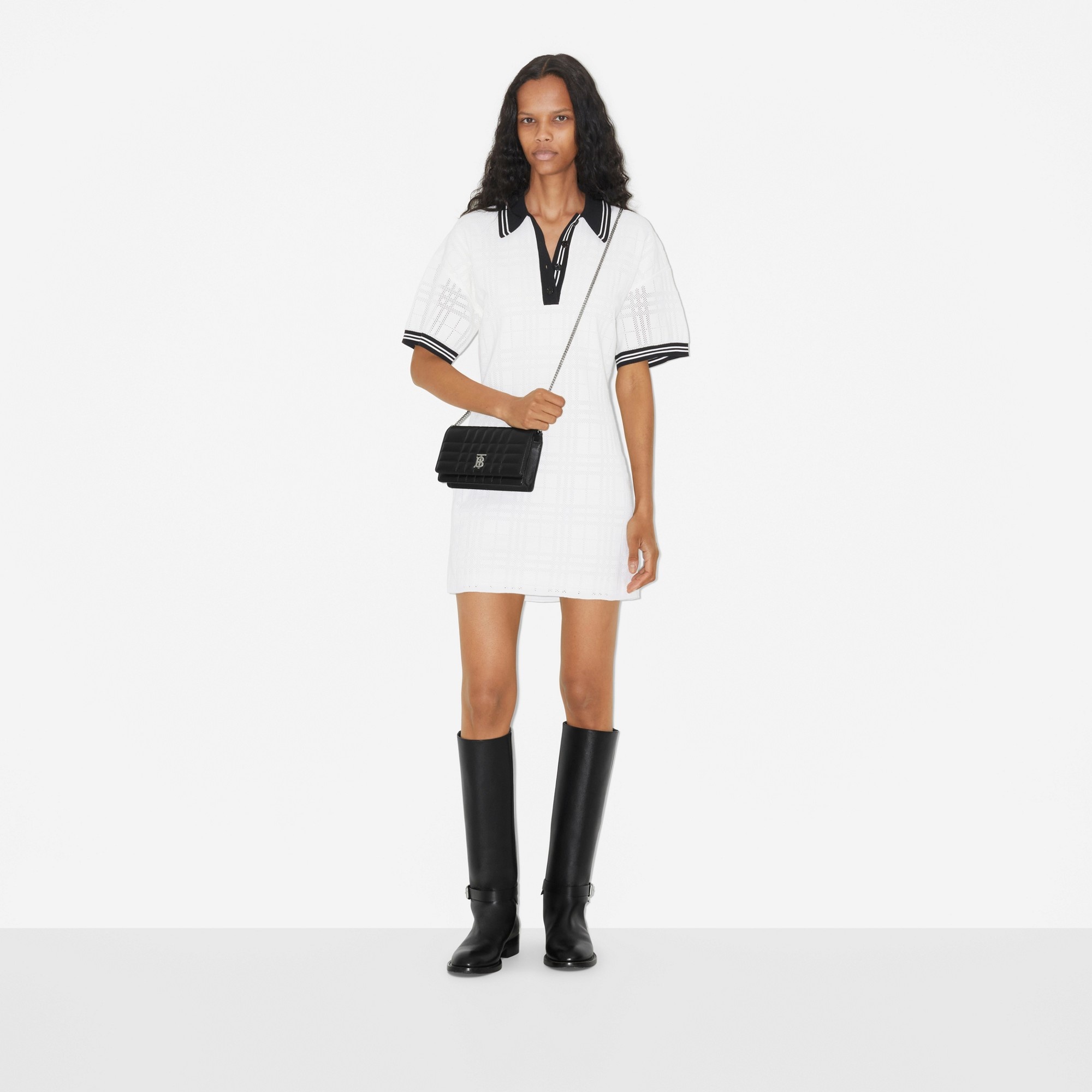 Check Technical Cotton Polo Shirt Dress - 2