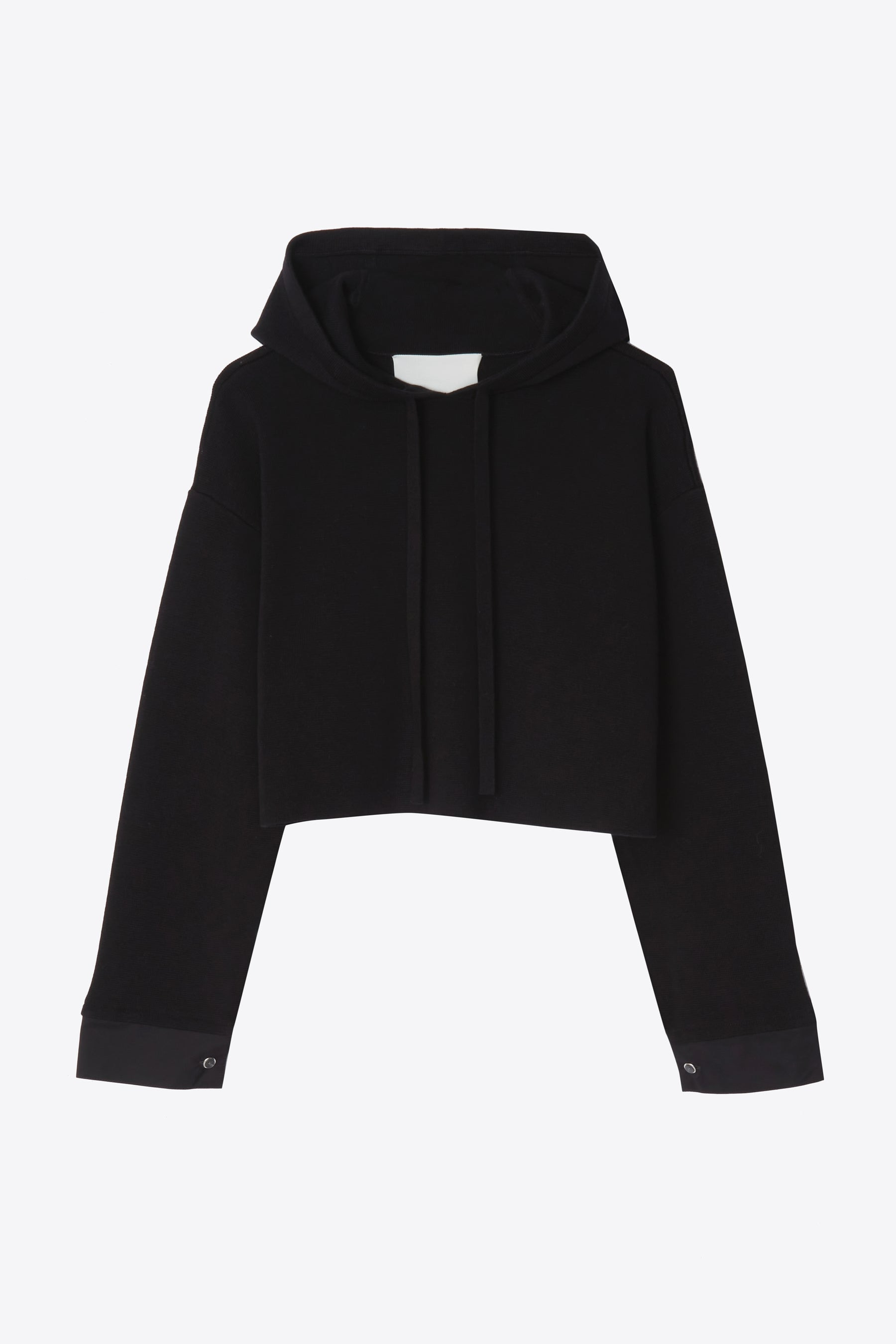 Long Sleeve Cropped Hoodie With Poplin Combo - 1