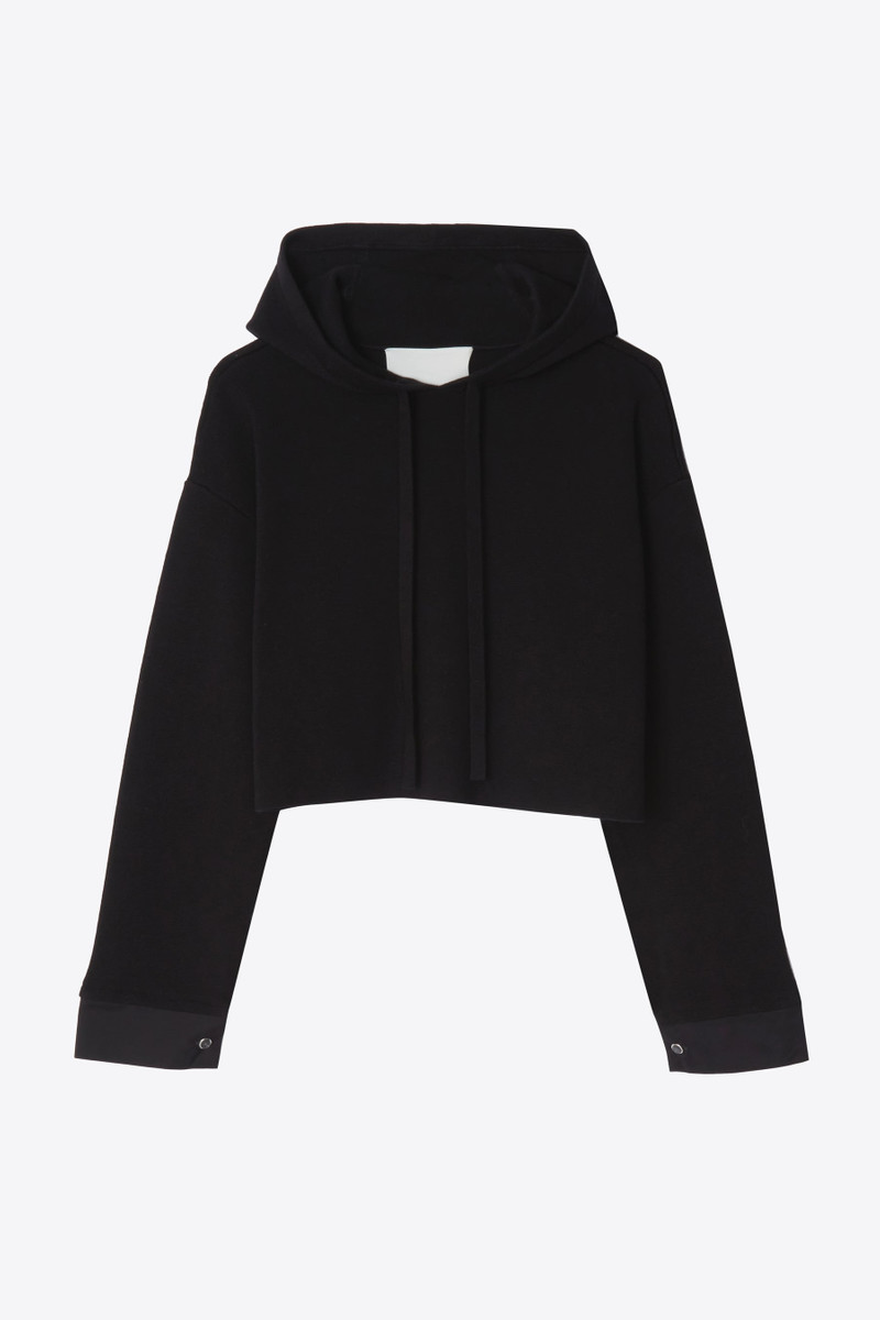 Long Sleeve Cropped Hoodie With Poplin Combo 1