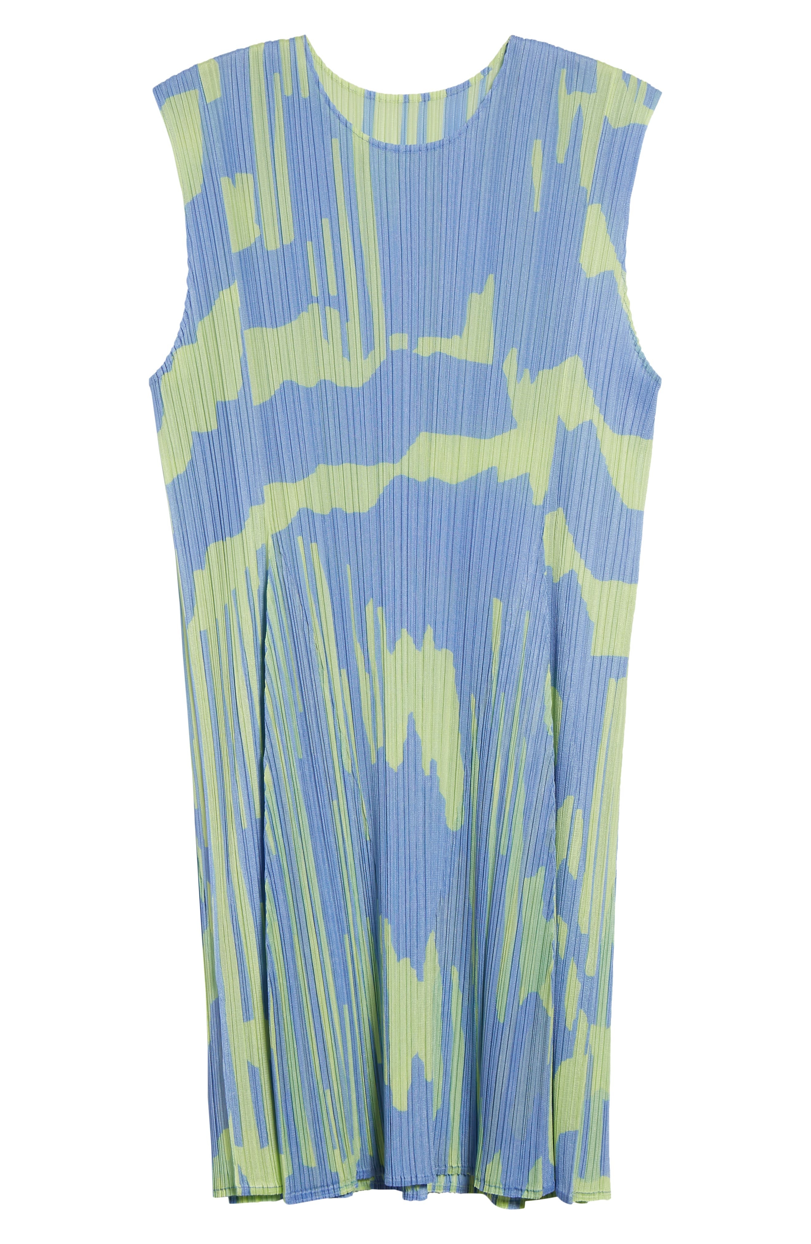 Pleats Please Issey Miyake Refraction Print Pleated Sleeveless Dress in Light Blue at Nordstrom - 6