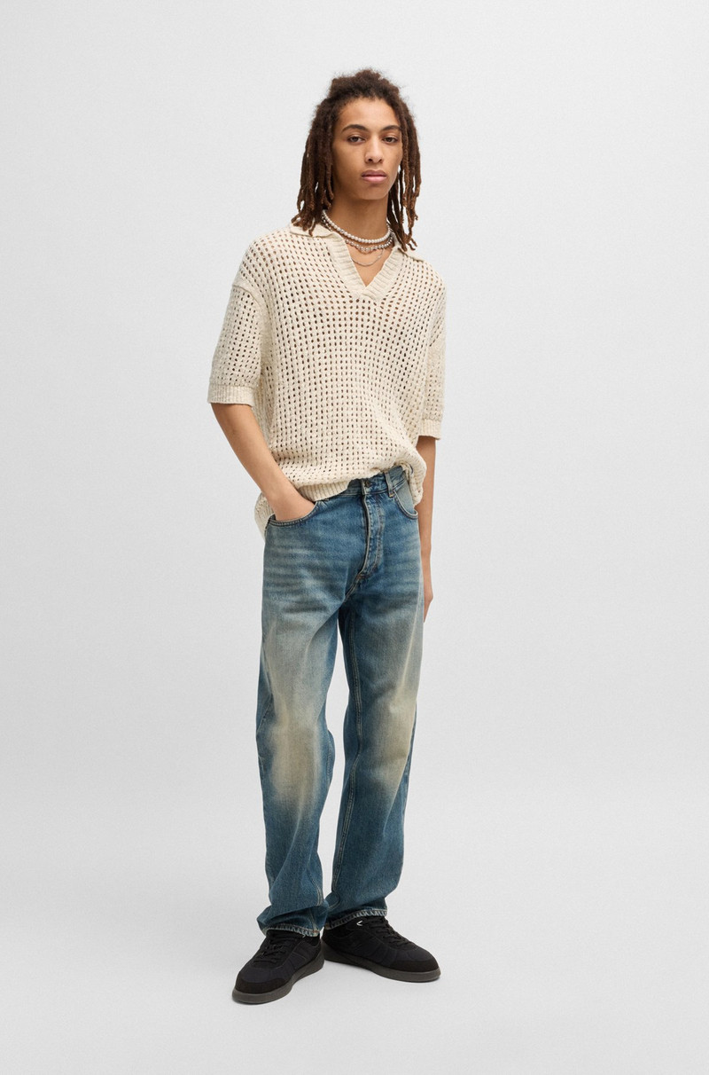 HUGO CROCHET KNIT POLO IN COTTON WITH JOHNNY COLLAR outlook