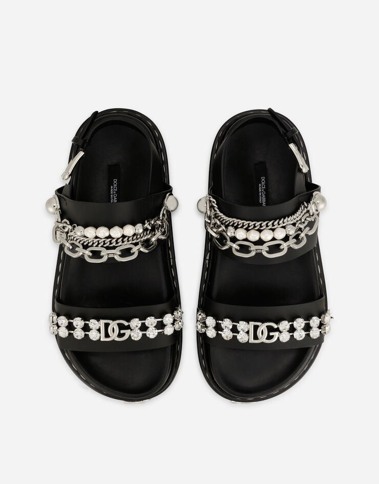 Calfskin sandals with embroidery - 4