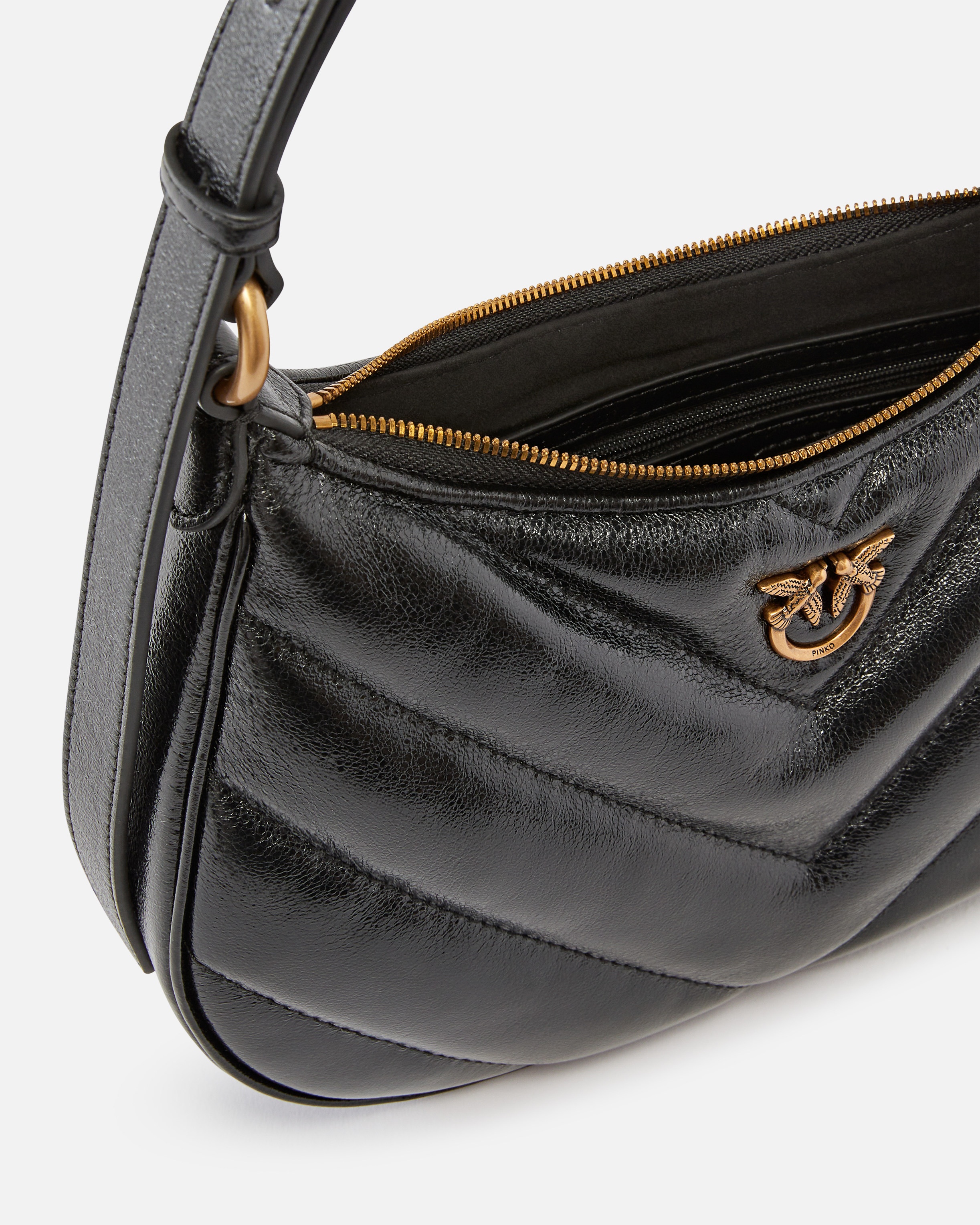 HALF MOON SMALL SHOULDER BAG IN LAMINATED LEATHER - 4