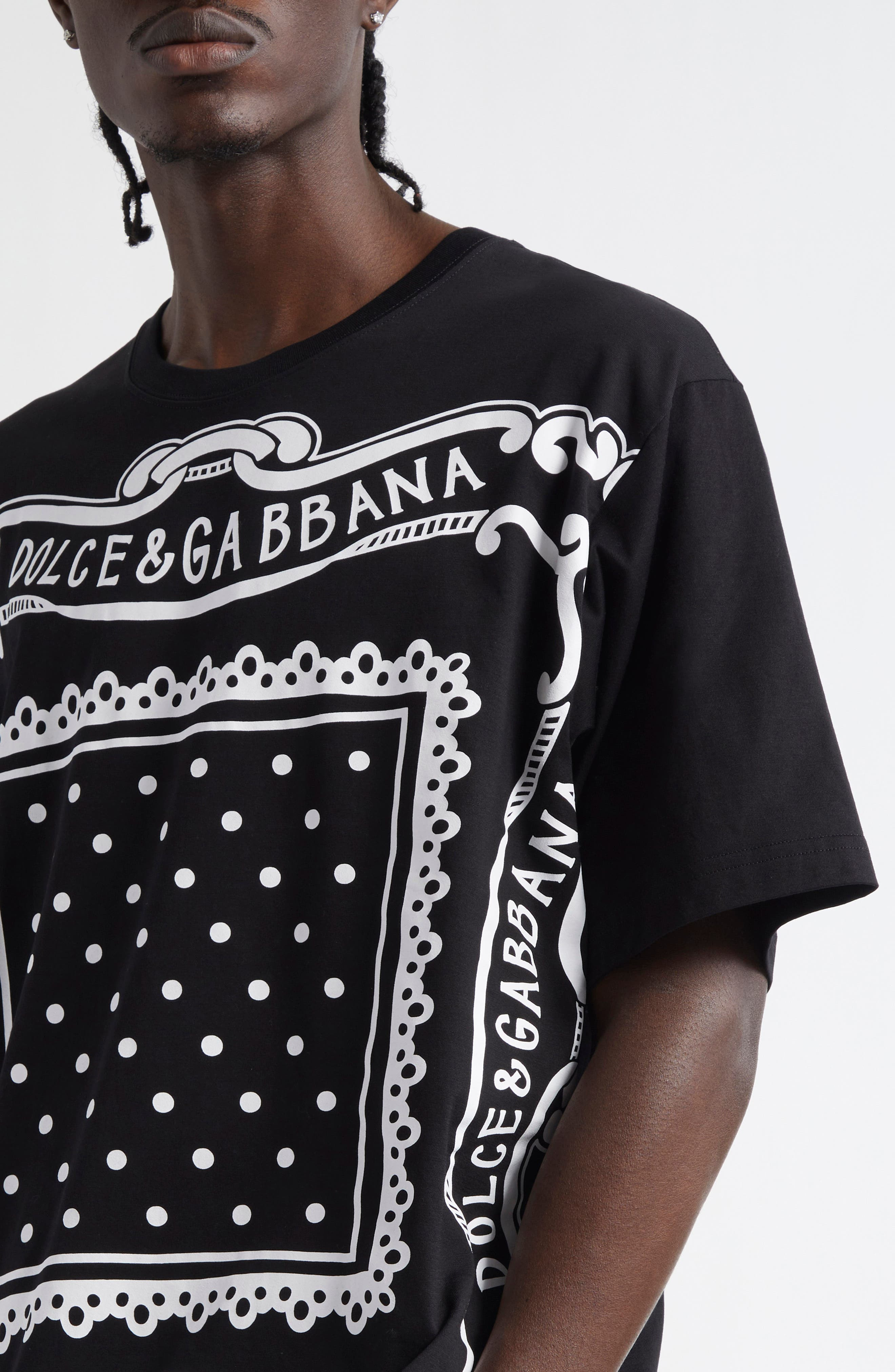 Dolce&Gabbana Bandana Print Cotton T-Shirt in N0000 Nero at Nordstrom - 5