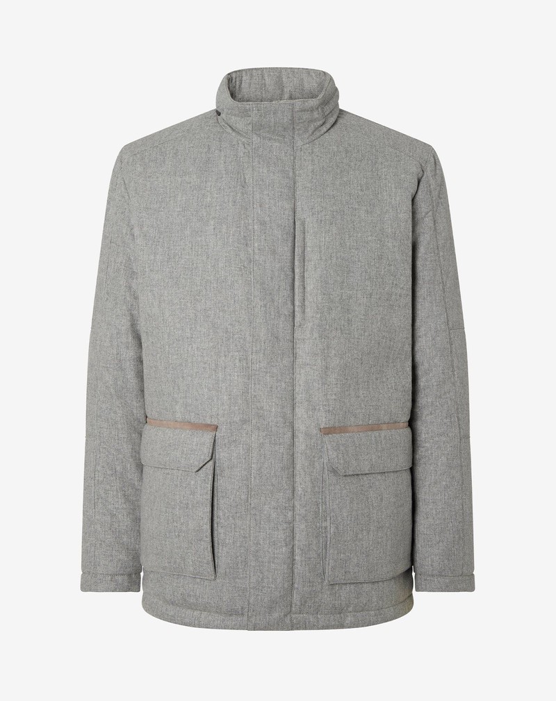 Medium melange grey technical cashmere field jacket 1