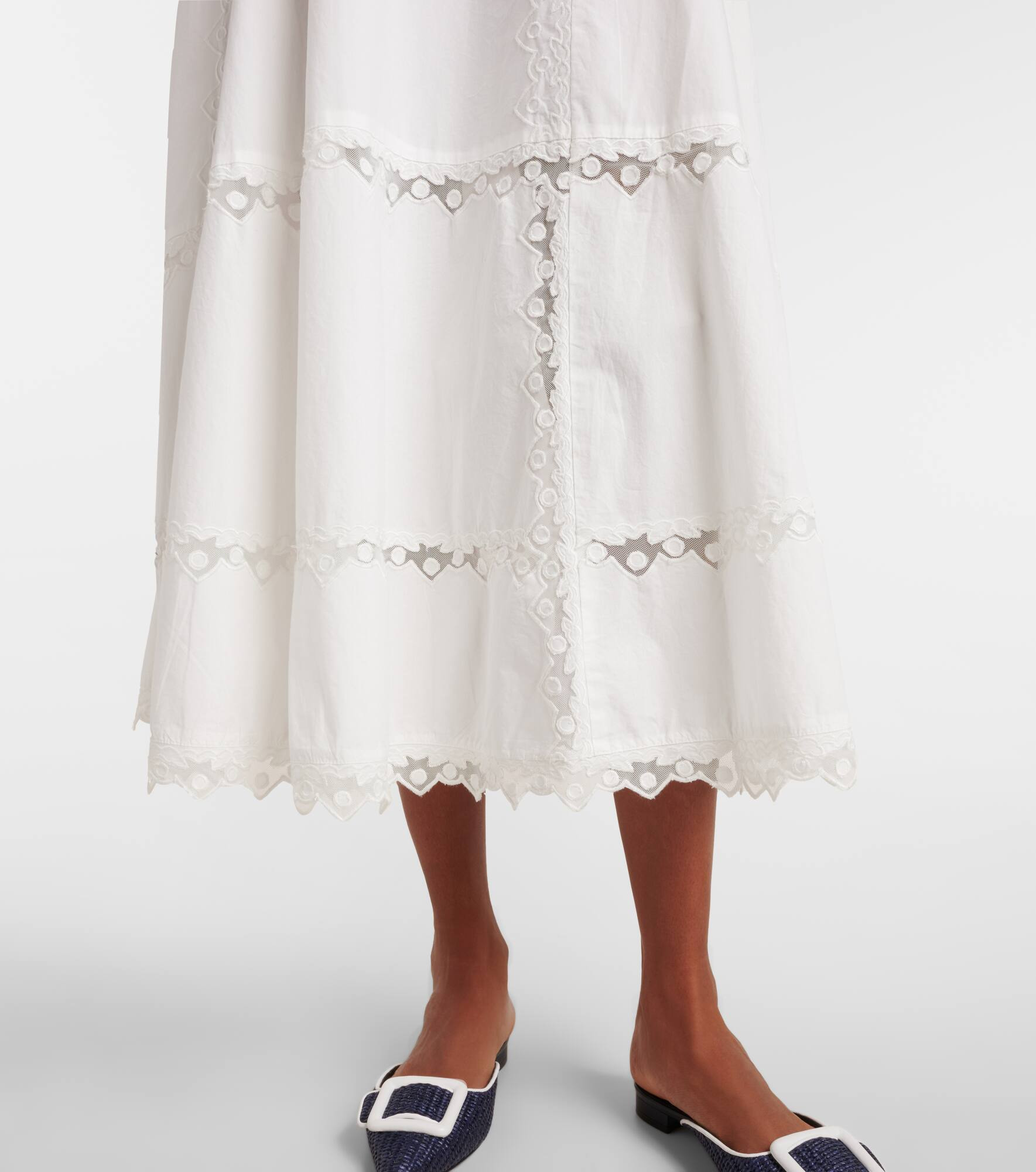 Lucia embroidered cotton midi skirt - 5