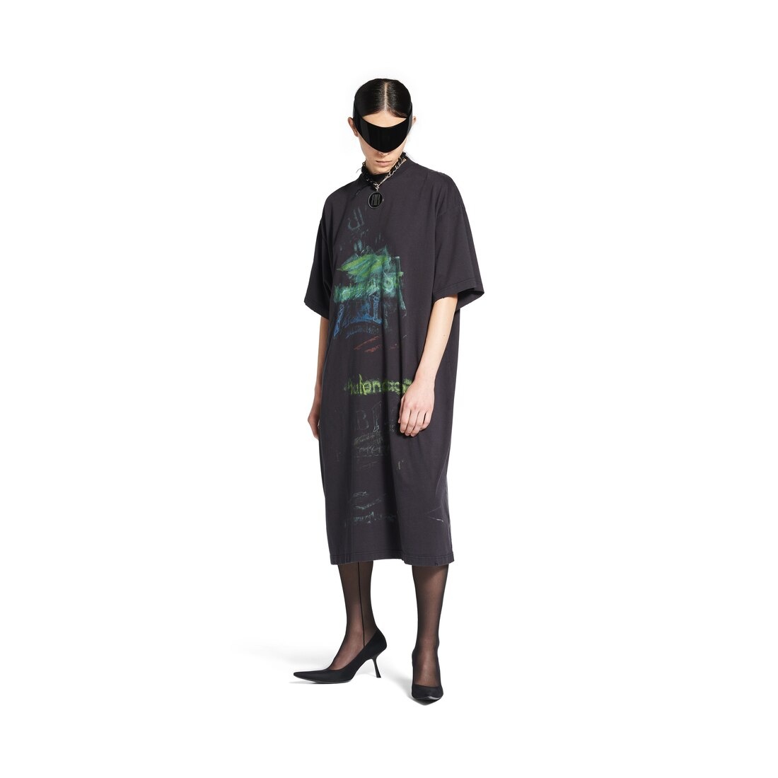 Women's Diy Imprint T-shirt Dress in Black Faded - 2