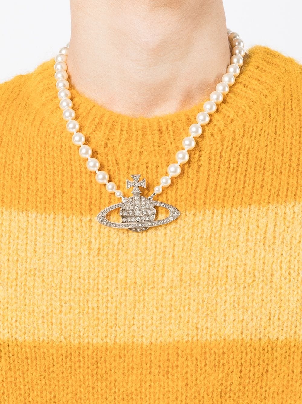 row-pearl orb-charm necklace - 2