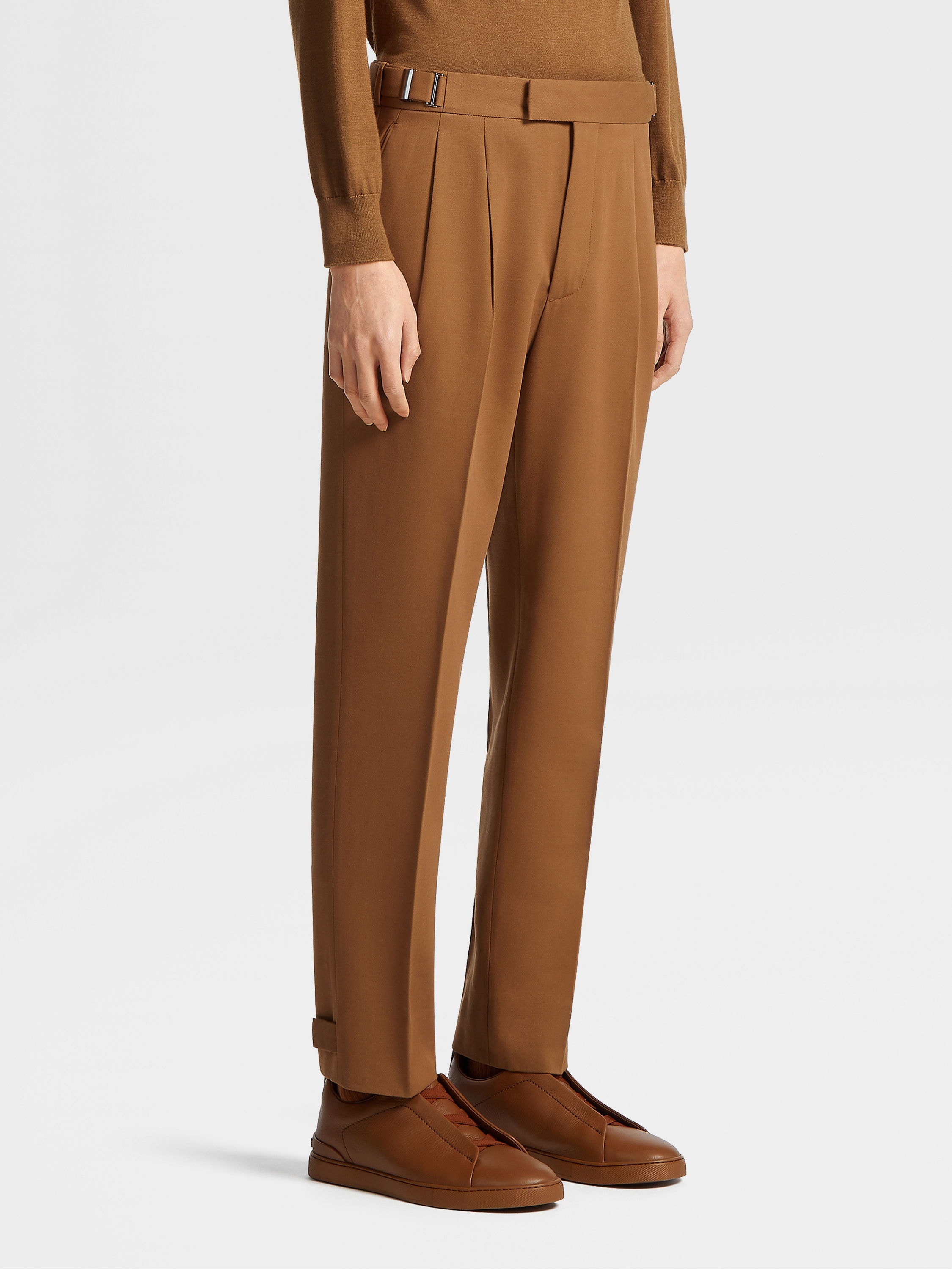 DARK FOLIAGE COTTON AND WOOL PANTS - 2