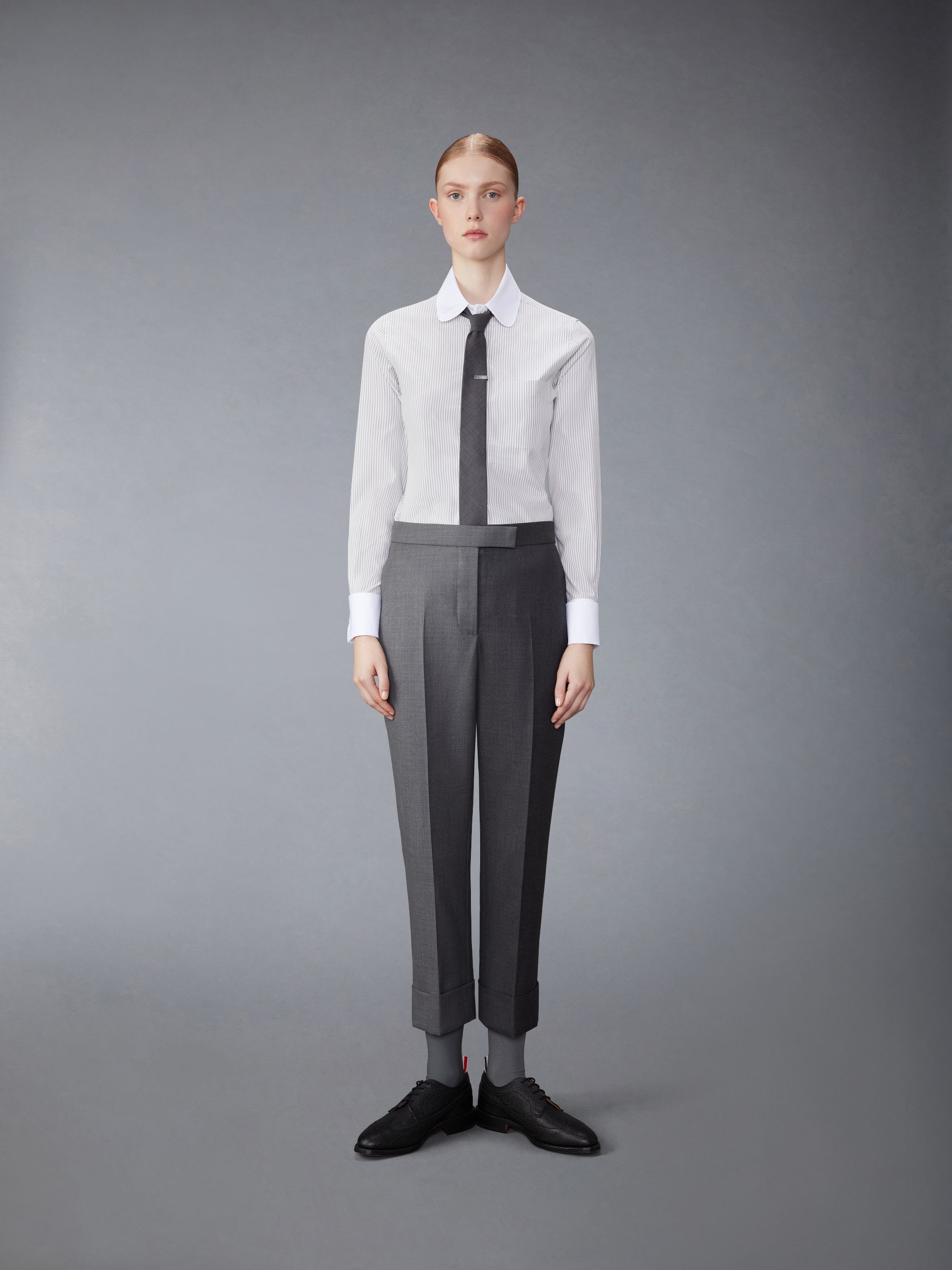 University Stripe Cotton Silk Round Collar Shirt - 4