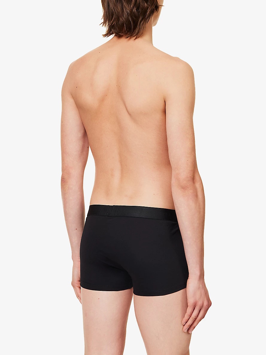 Branded-waistband mid-rise pack of two stretch-cotton trunks - 3