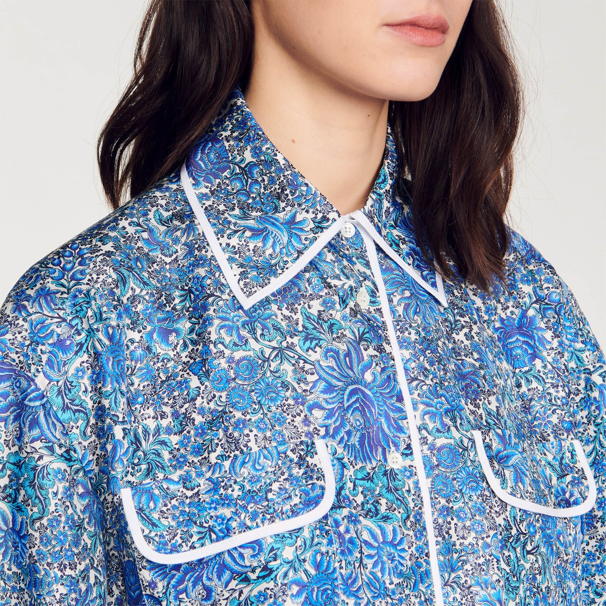 OVERSIZE FLORAL SILK SHIRT - 4