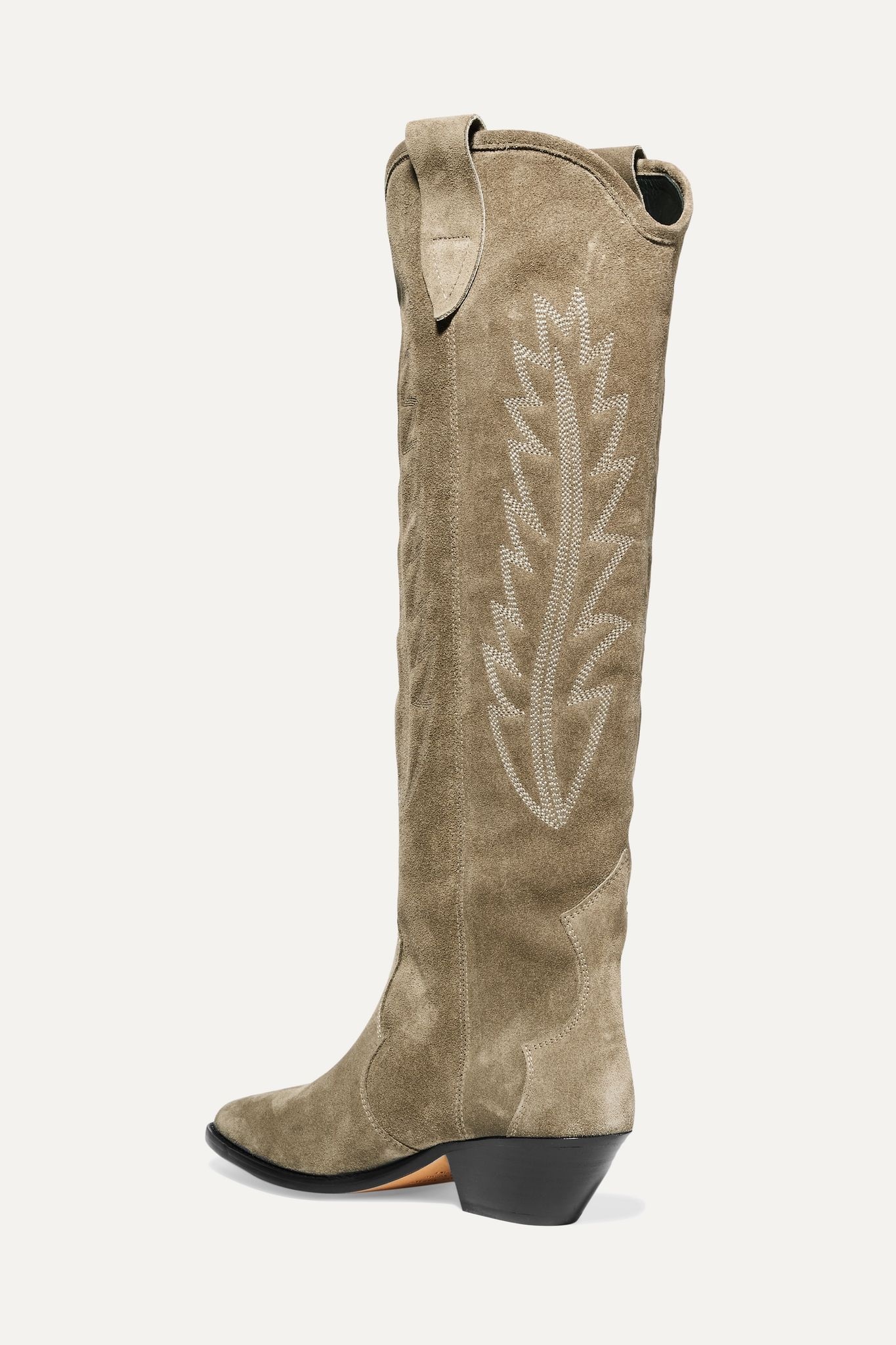 Denzy embroidered suede knee boots - 4