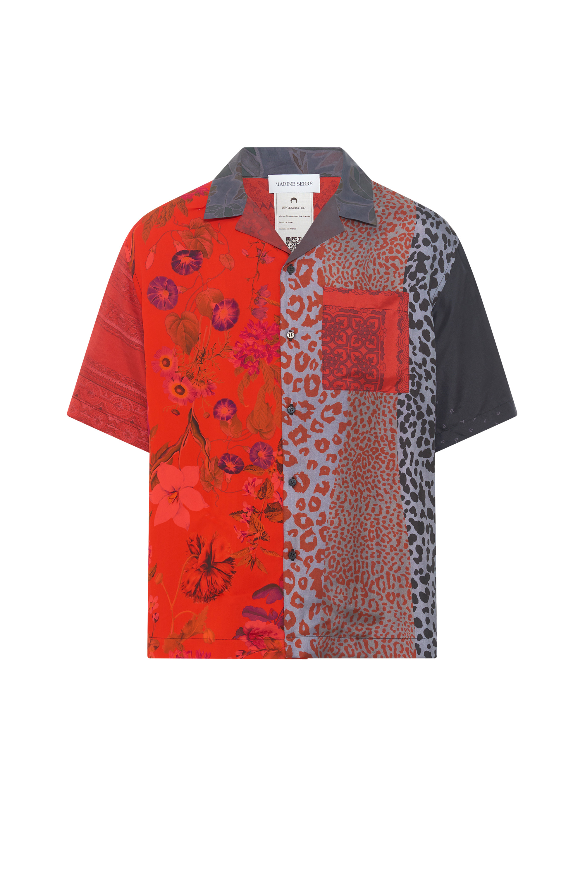 Upcycled Silk Scarves Bowling Shirt - 13