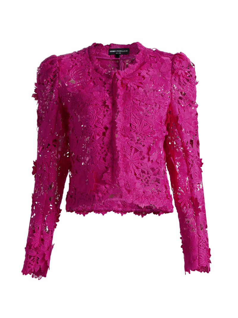 Women's Bondi Guipure Lace Jacket - Hibiscus 1