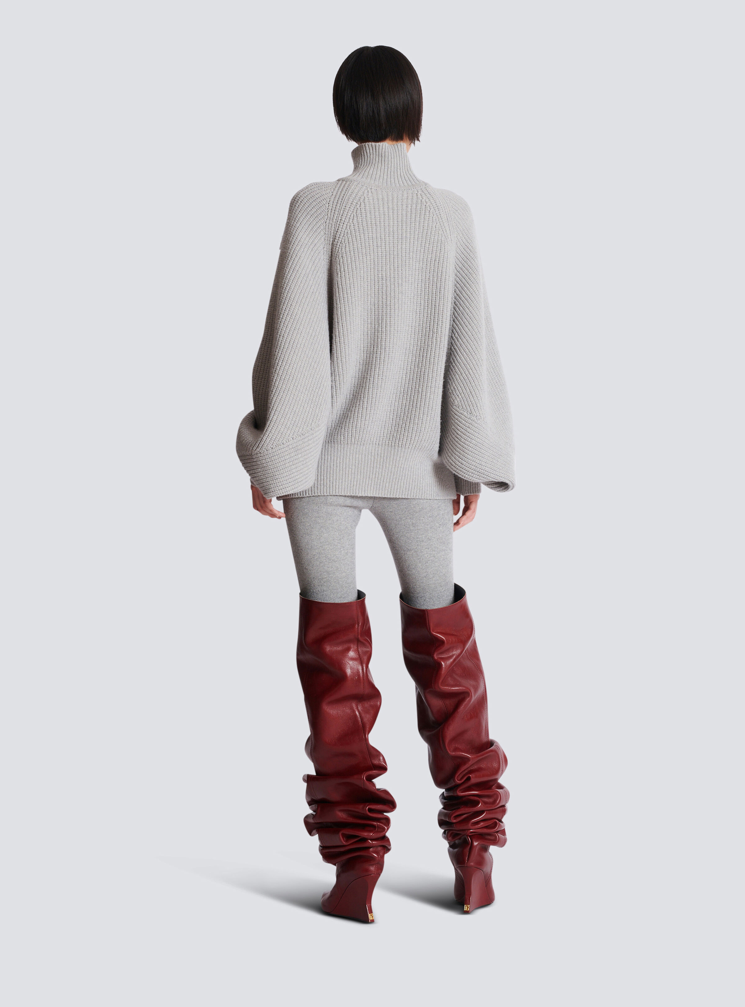 High-neck ribbed knit jumper - 4