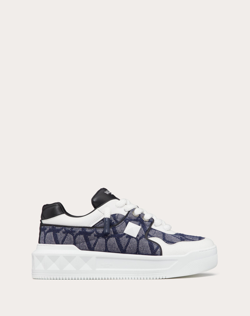 ONE STUD XL LOW-TOP SNEAKER IN DENIM-EFFECT TOILE ICONOGRAPHE JACQUARD FABRIC 1