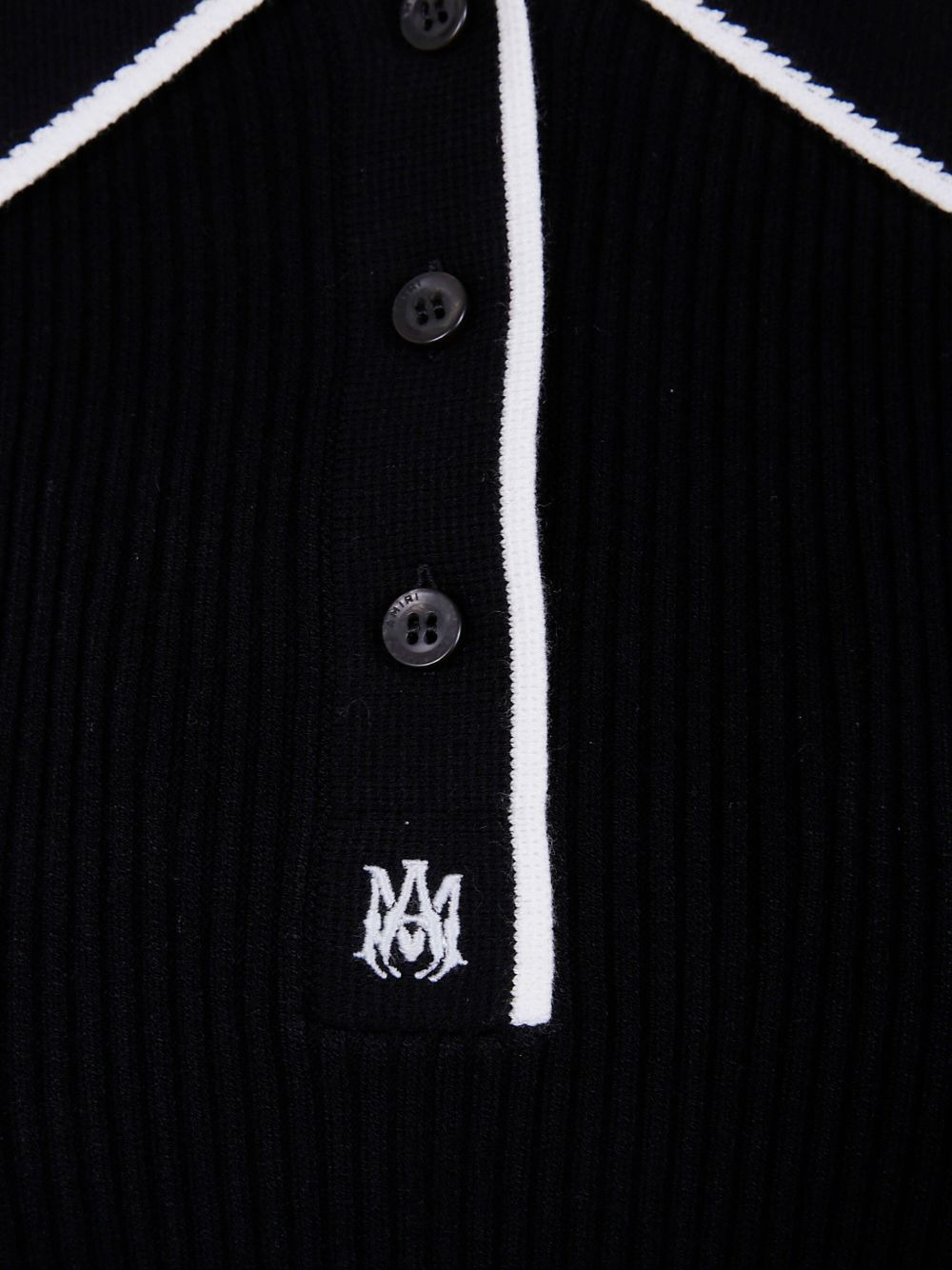 embroidered ribbed-knit polo top - 3