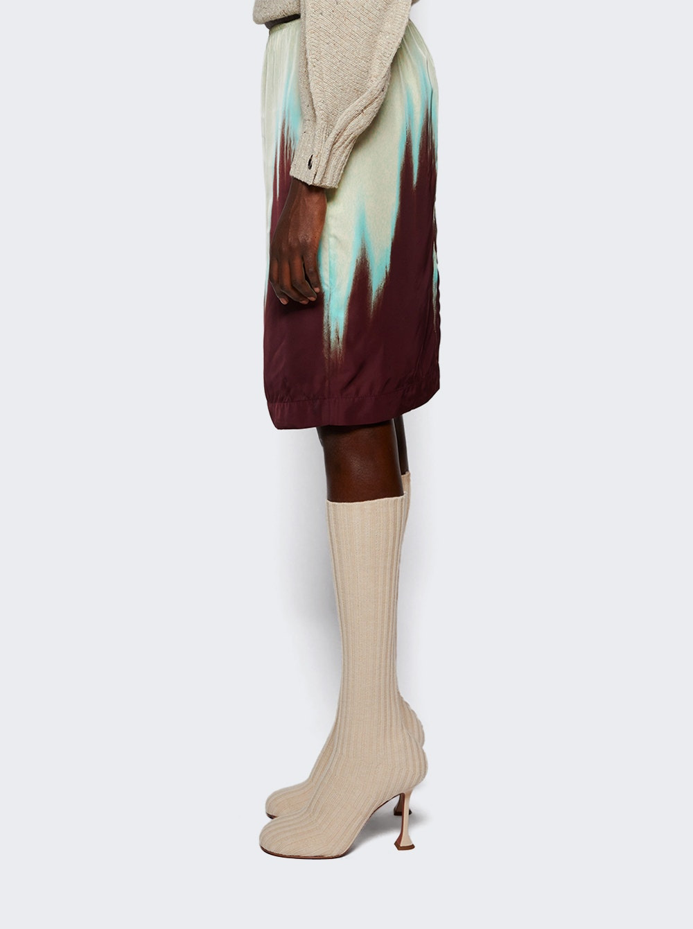Degrade Petal Print Skirt Burgundy And Mint - 4