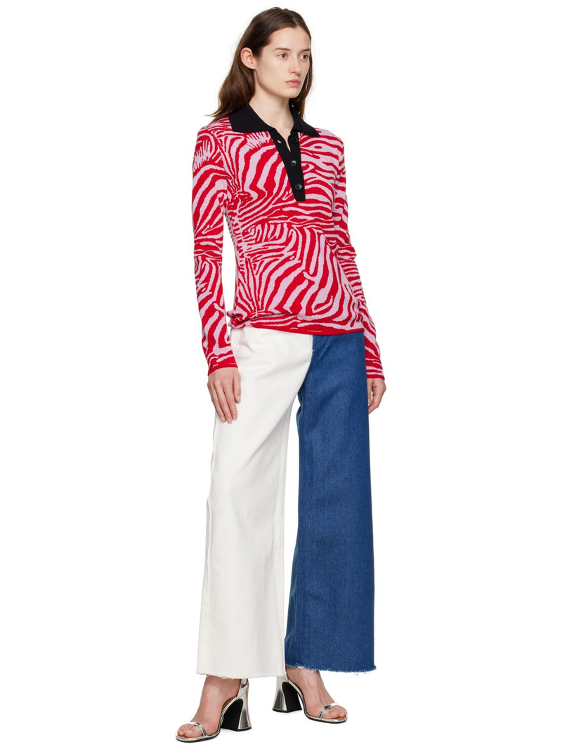 MARQUES’ALMEIDA Blue & White Boyfriend Jeans outlook