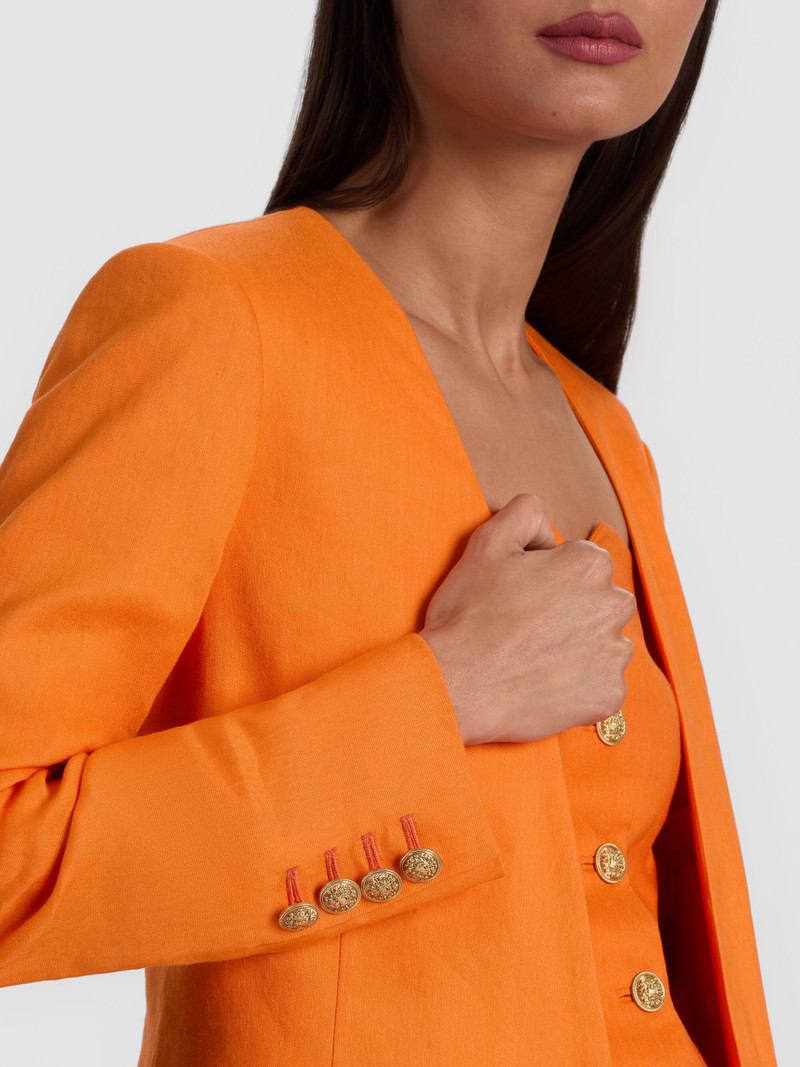 CORBIN COLLARLESS LINEN BLAZER 5