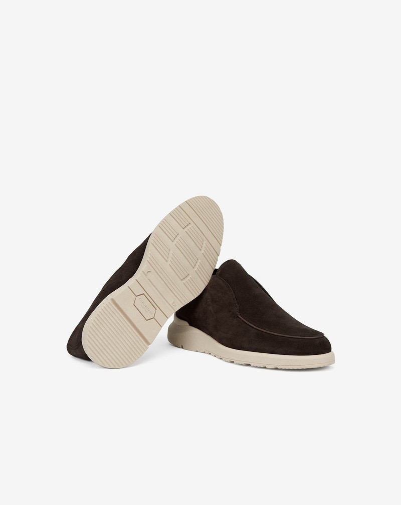 Dark brown suede slip-on loafers 4