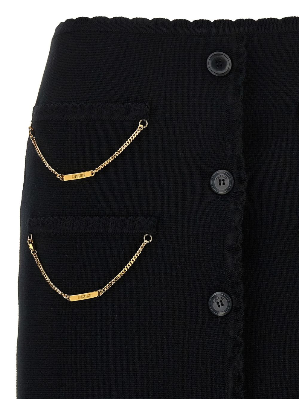 chain-embellished scalloped-edge skirt - 3