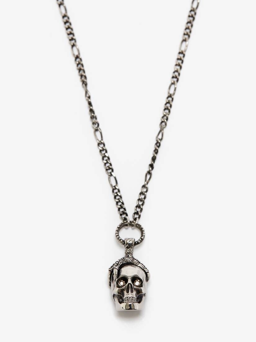 Men's Victorian Skull Necklace in Antique Silver - 3
