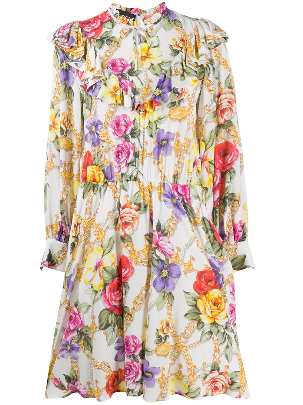 floral print high-neck dress - 1