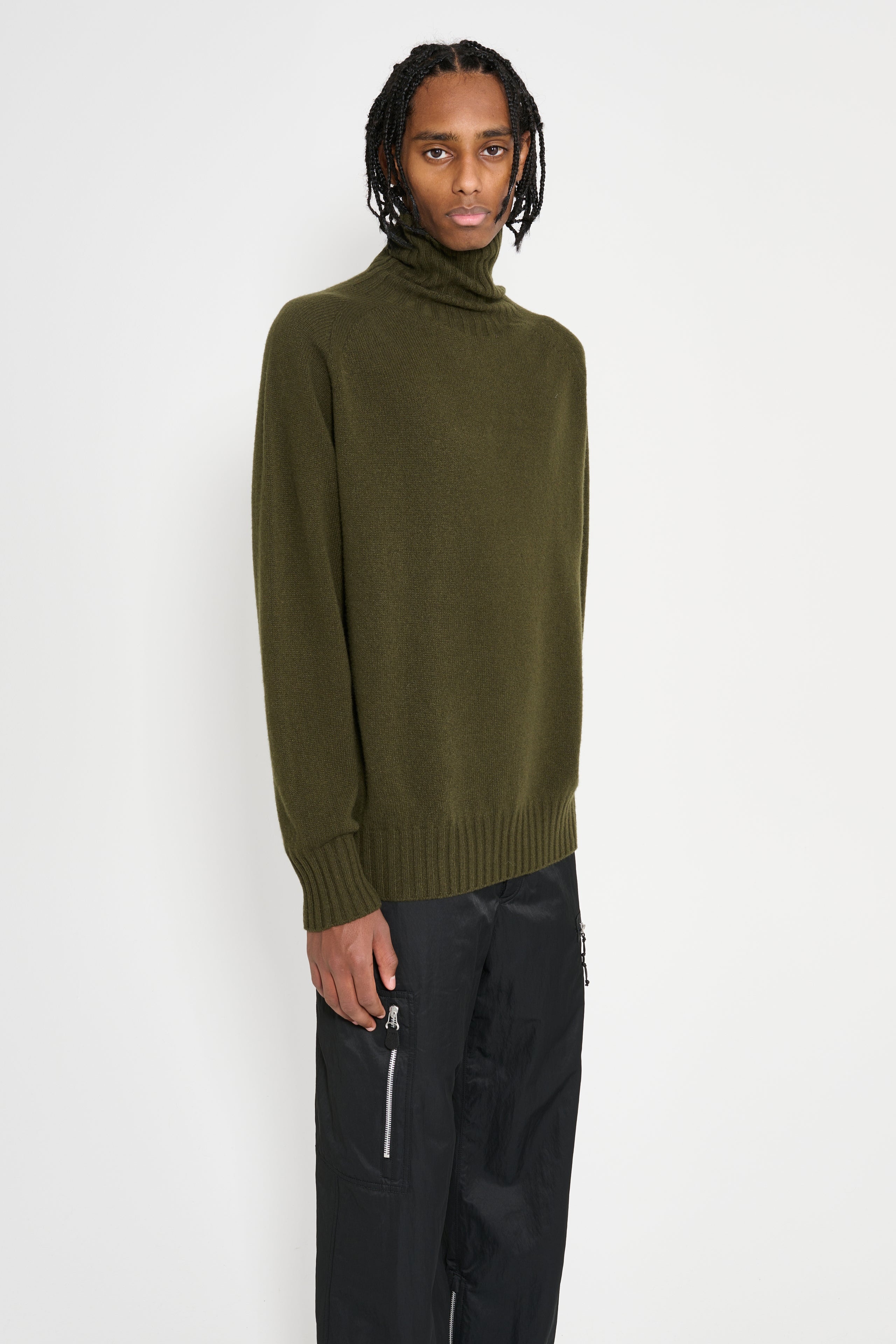 MARGARET HOWELL WIDE ROLL NECK CASHMERE KELP - 3