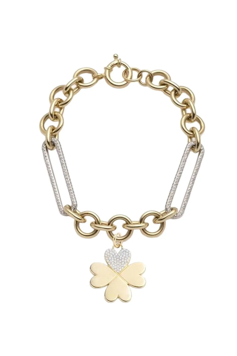 Clover Mixed Diamond Clip Bracelet - 1
