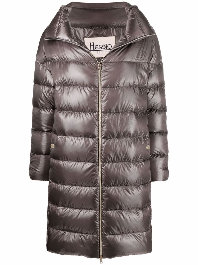 down-feather mid-length coat - 1