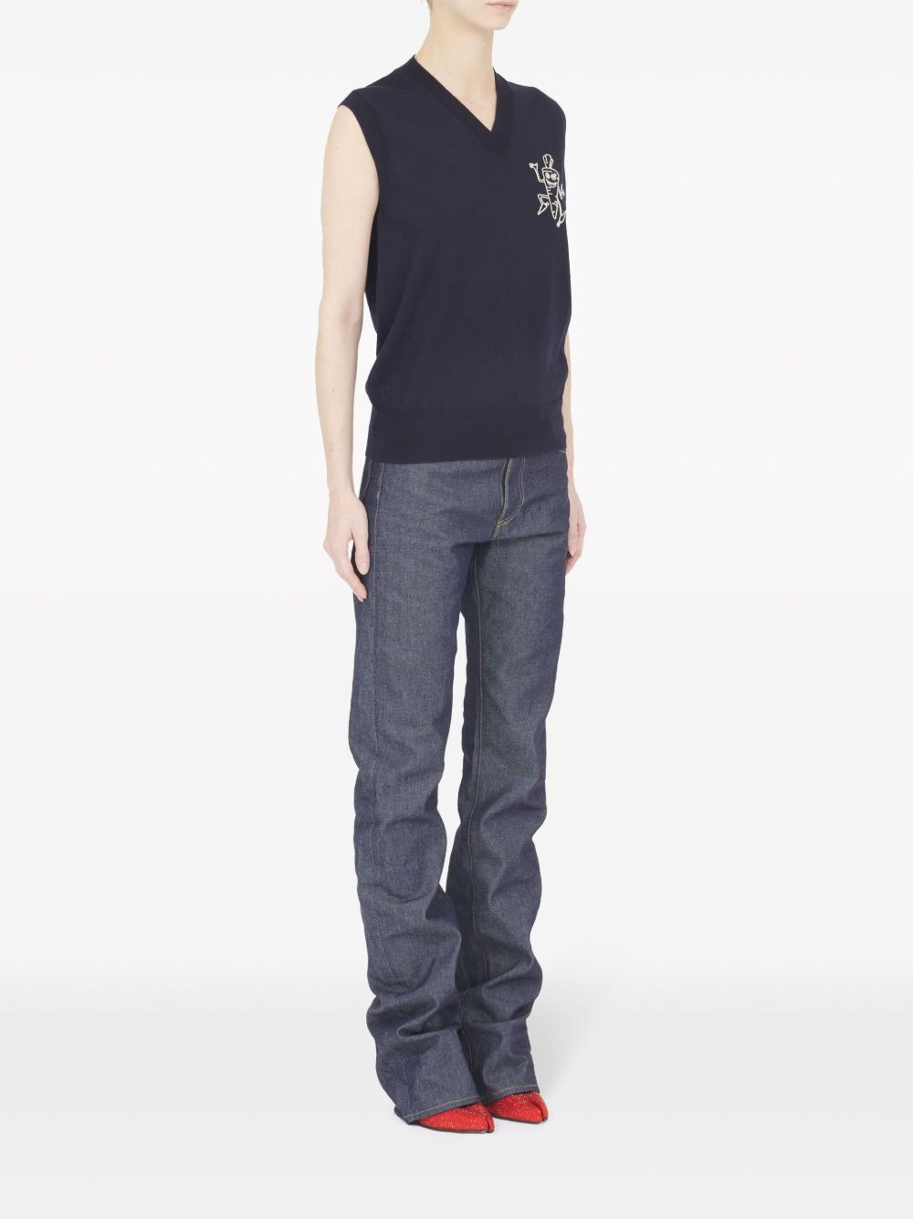distressed wool vest - 3