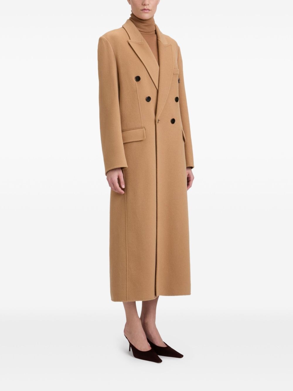 double-breasted wool coat - 3