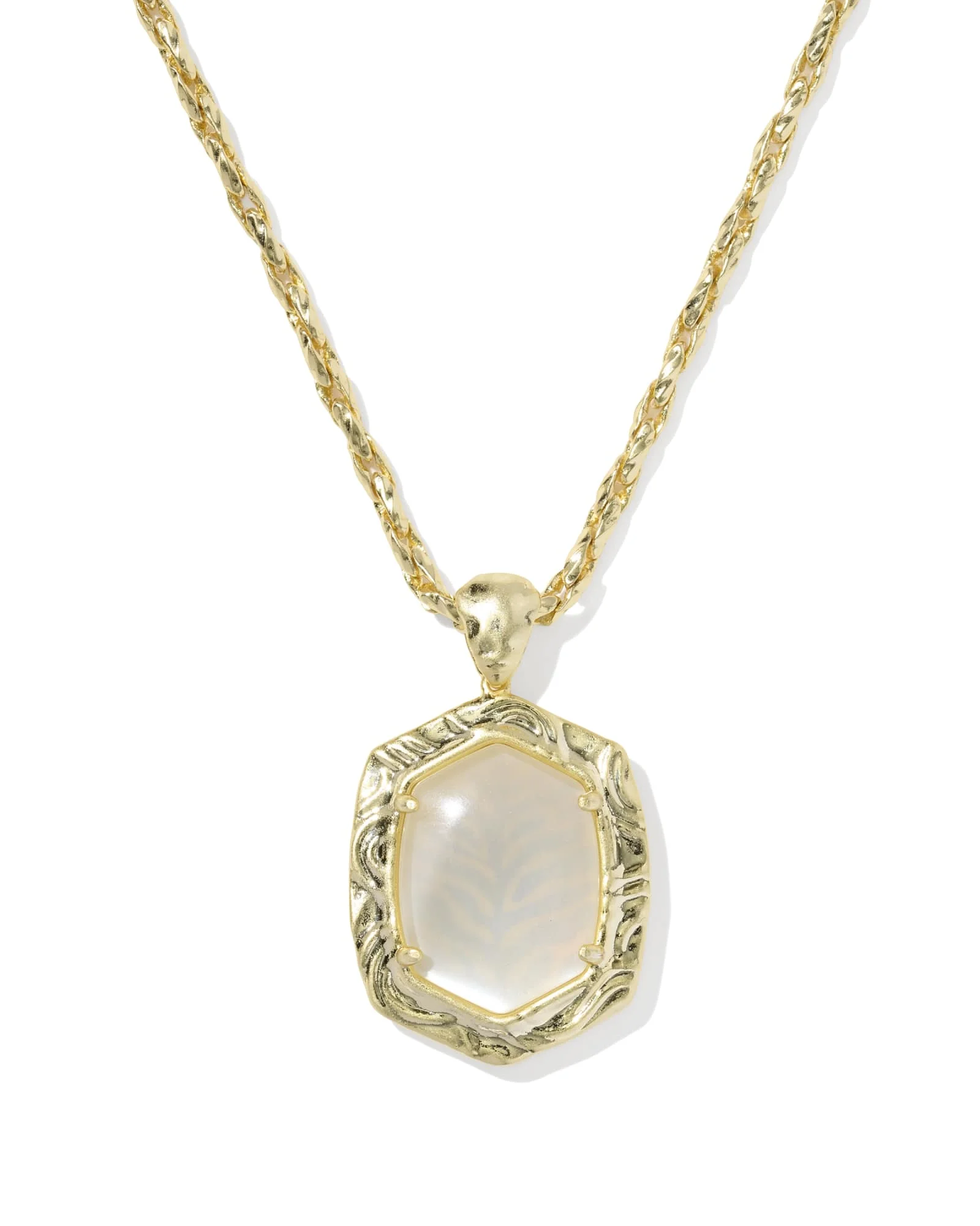 Tiger Striped Daphne Gold Small Long Pendant Necklace - 1