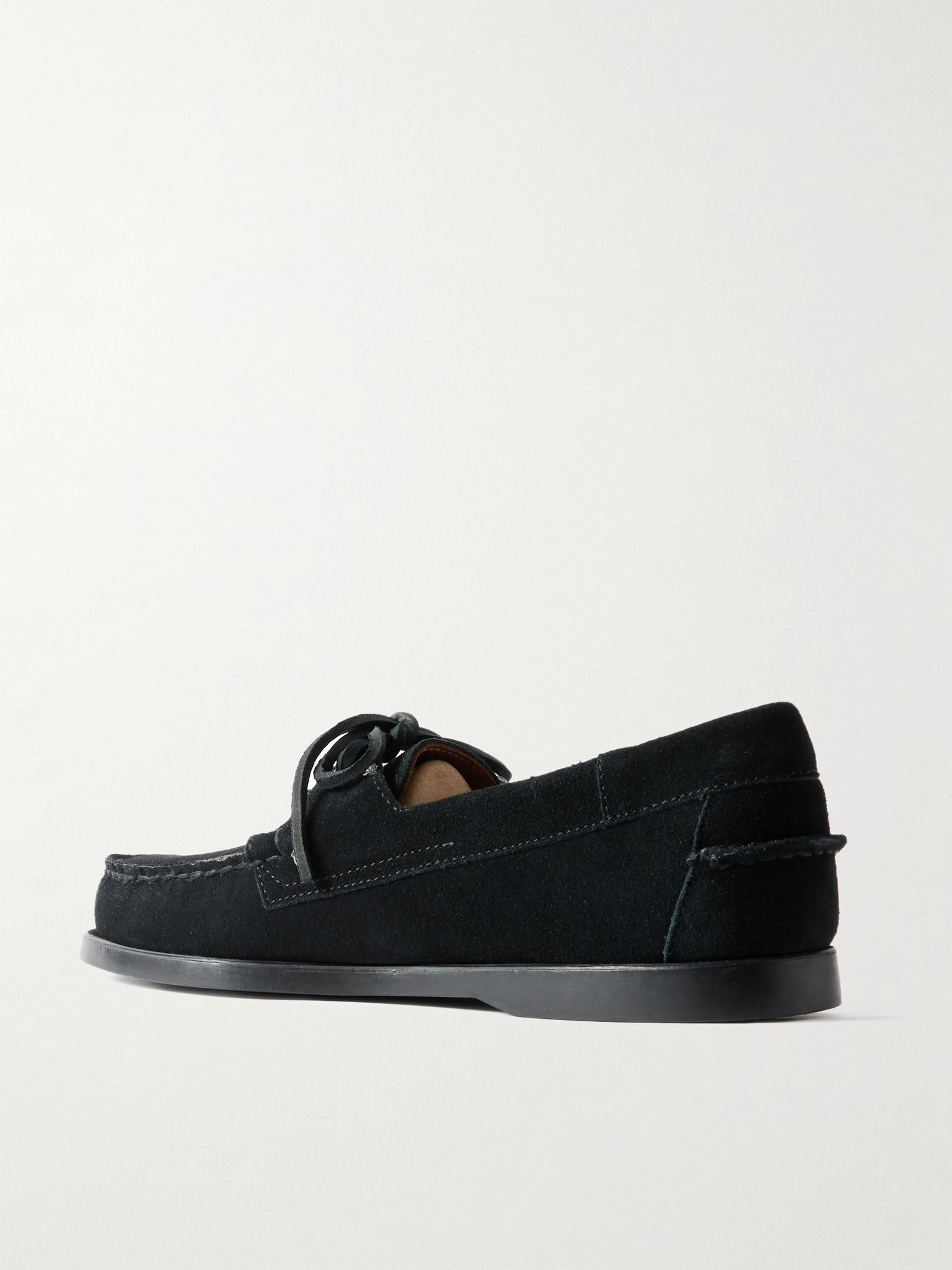 Docksides Portland Leather-Trimmed Suede Boat Shoes Black - 4