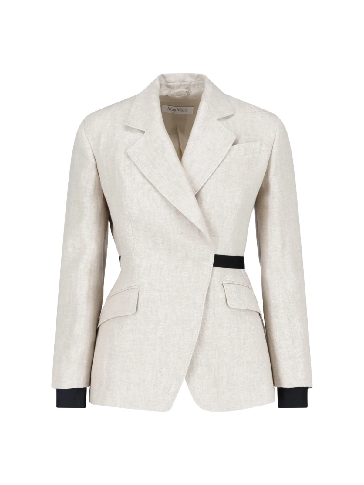 DOUBLE-BREASTED LINEN DRILL BLAZER - 1