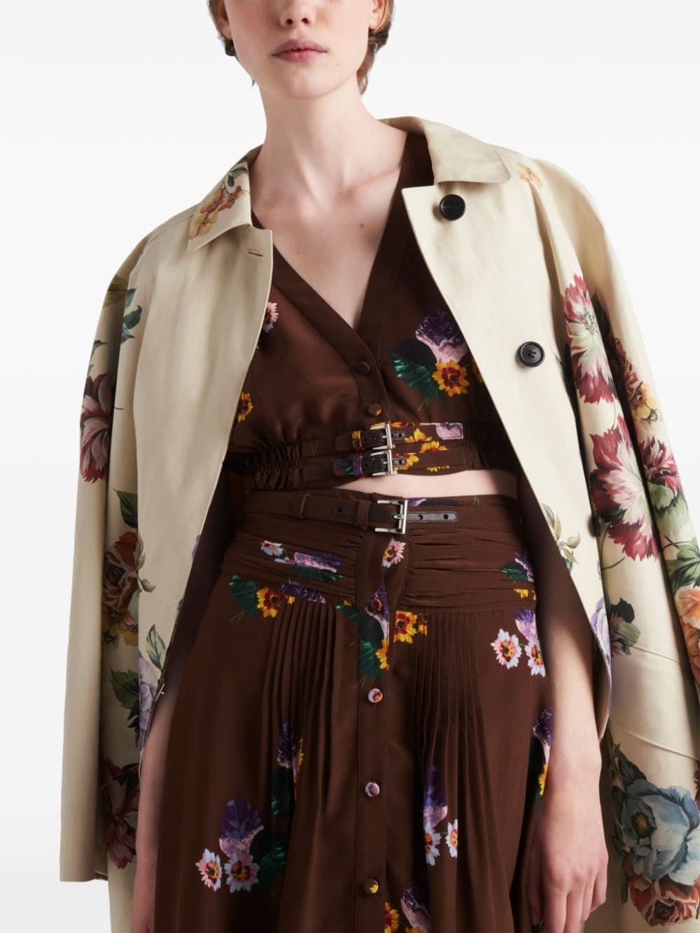 floral-print single-breasted coat - 5