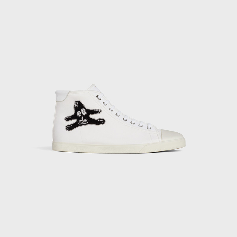 CELINE BLANK MID LACE UP SNEAKER IN CANVAS AND CALFSKIN WITH ANDRÉ BUTZER PRINT 1