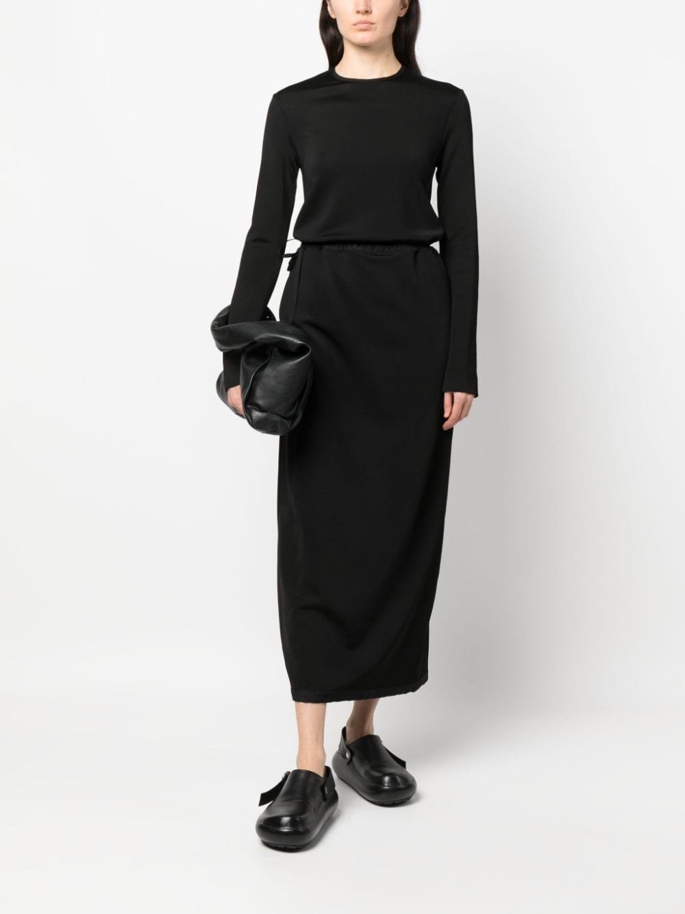 crew-neck long-sleeve midi dress - 2