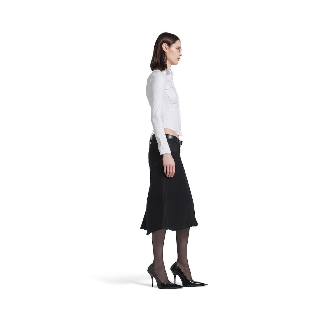 Women's Corseted Shirt in White - 3