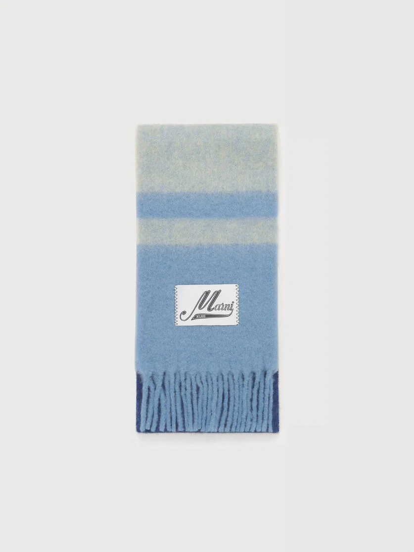 BLUE STRIPED ALPACA-MOHAIR SCARF - 1