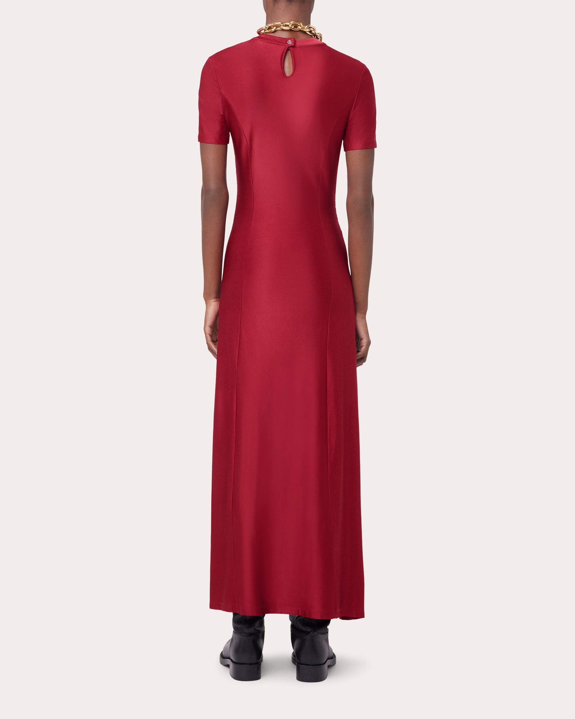 Jersey Asymmetric Drape Midi Dress - 3