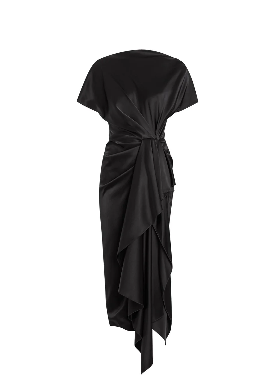 Roksanda Zoa Draped Asymmetric Satin Midi Dress - 1