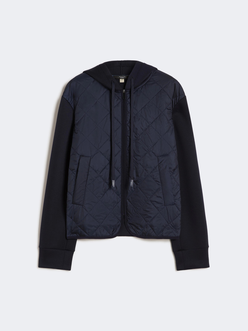 EDITO Padded, hooded jacket in water-repellent canvas and jersey - NAVY 1