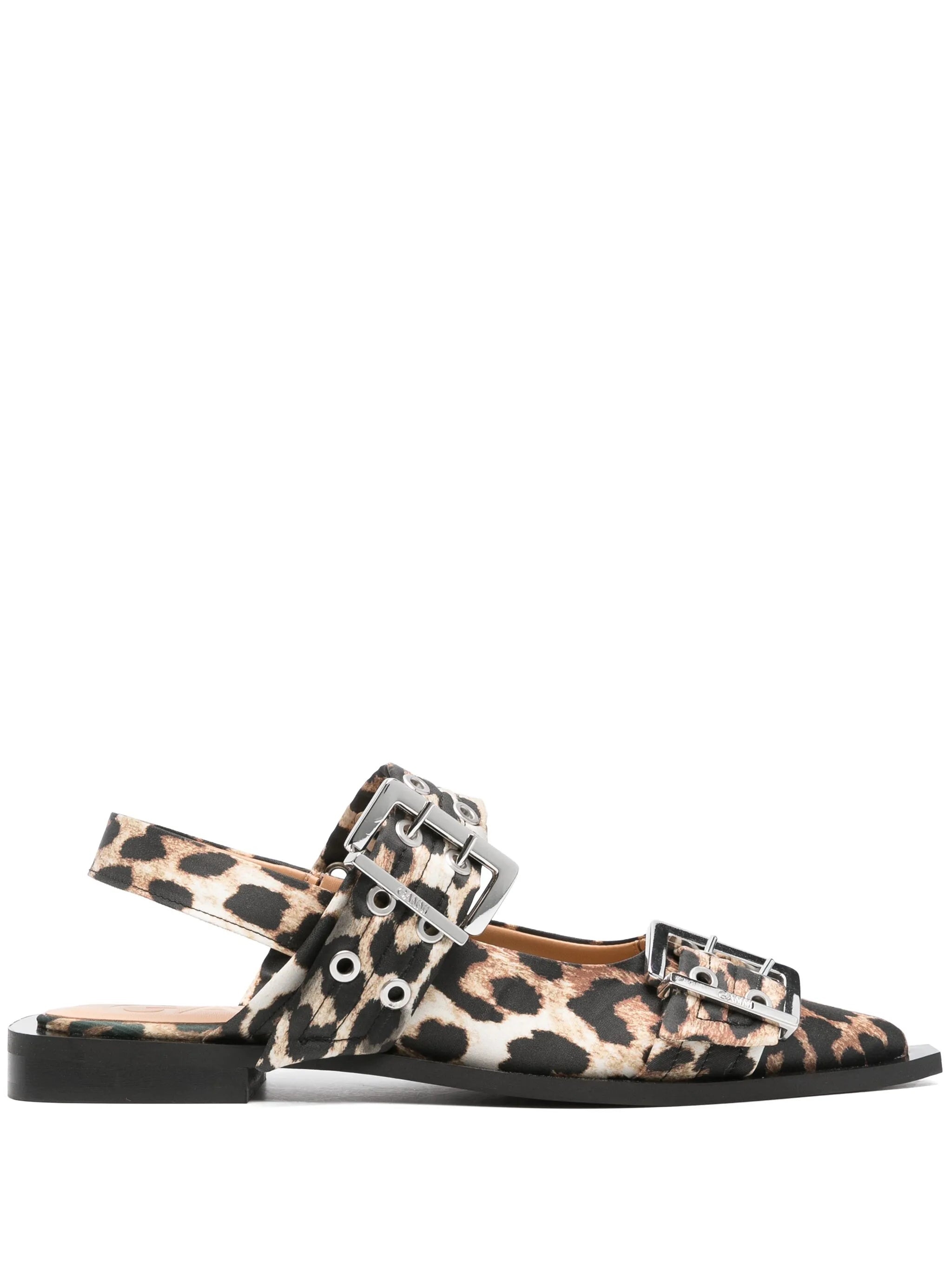 Leopard-print Satin Ballet Flats - 1